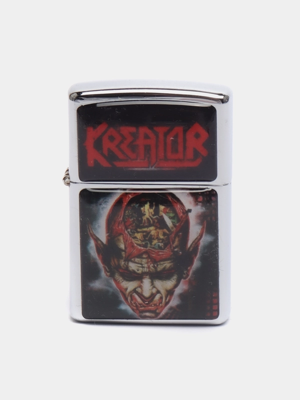 Зажигалка металлическая бензиновая с принтом KREATOR КРЕАТОР