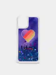 Синий чехол iPhone 12 (6.1)/ 12 Pro, Pro Max, mini силиконовый переливающийся жидкий с блестками
