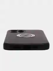 Черный силиконовый чехол iPhone 12 Pro Max, противоударный с магнитом и кольцом