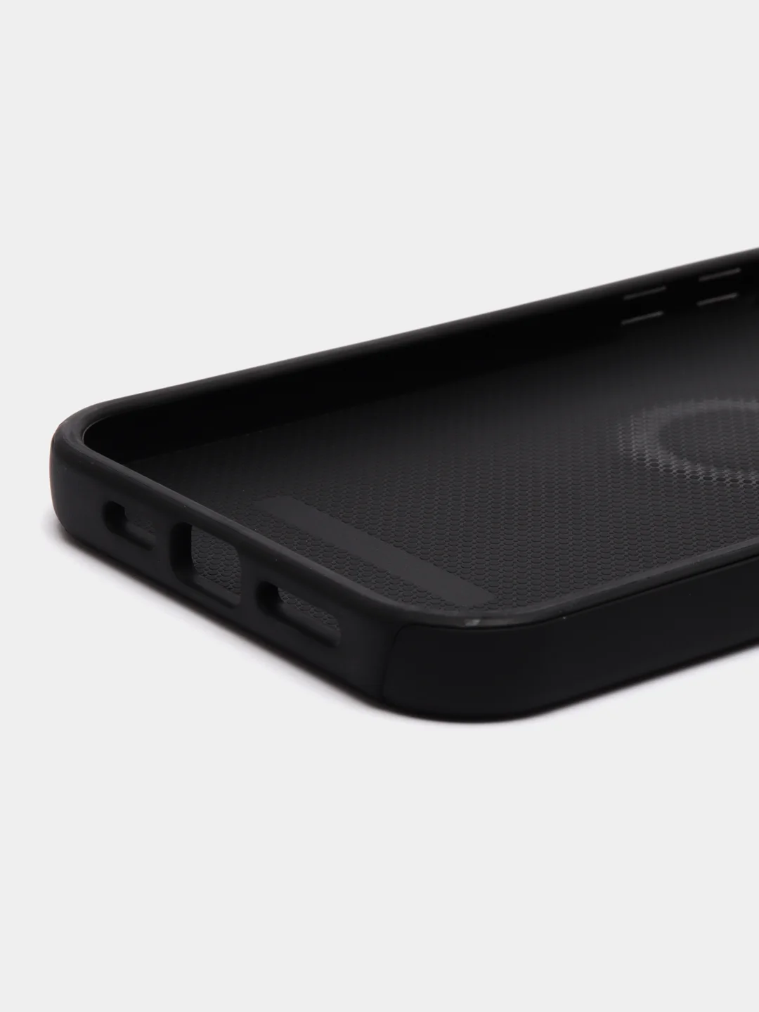 Черный силиконовый чехол iPhone 12 Pro Max, противоударный с магнитом и кольцом