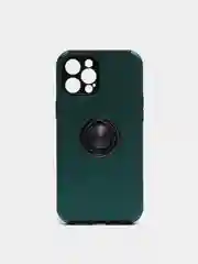 Зеленый силиконовый чехол iPhone 12 Pro Max, противоударный с магнитом и кольцом