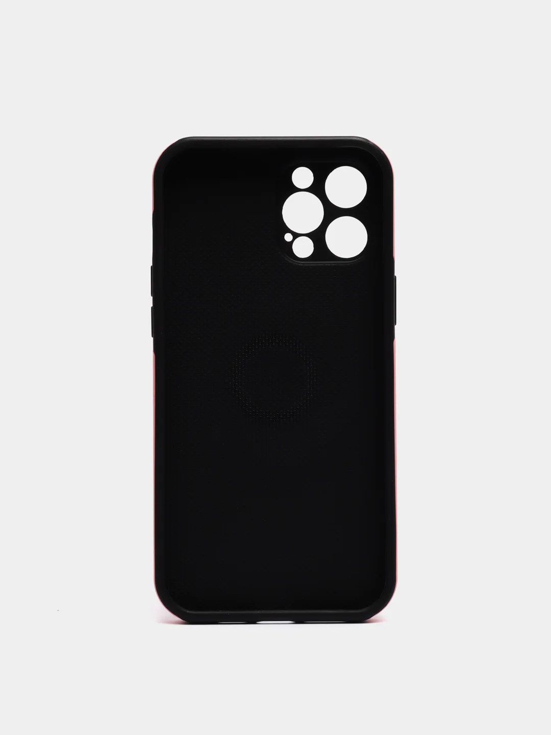 Розовый силиконовый чехол iPhone 12 Pro Max, противоударный с магнитом и кольцом