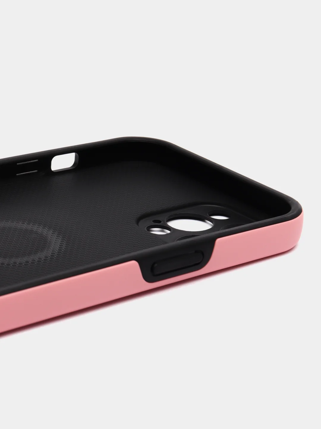 Розовый силиконовый чехол iPhone 12 Pro Max, противоударный с магнитом и кольцом