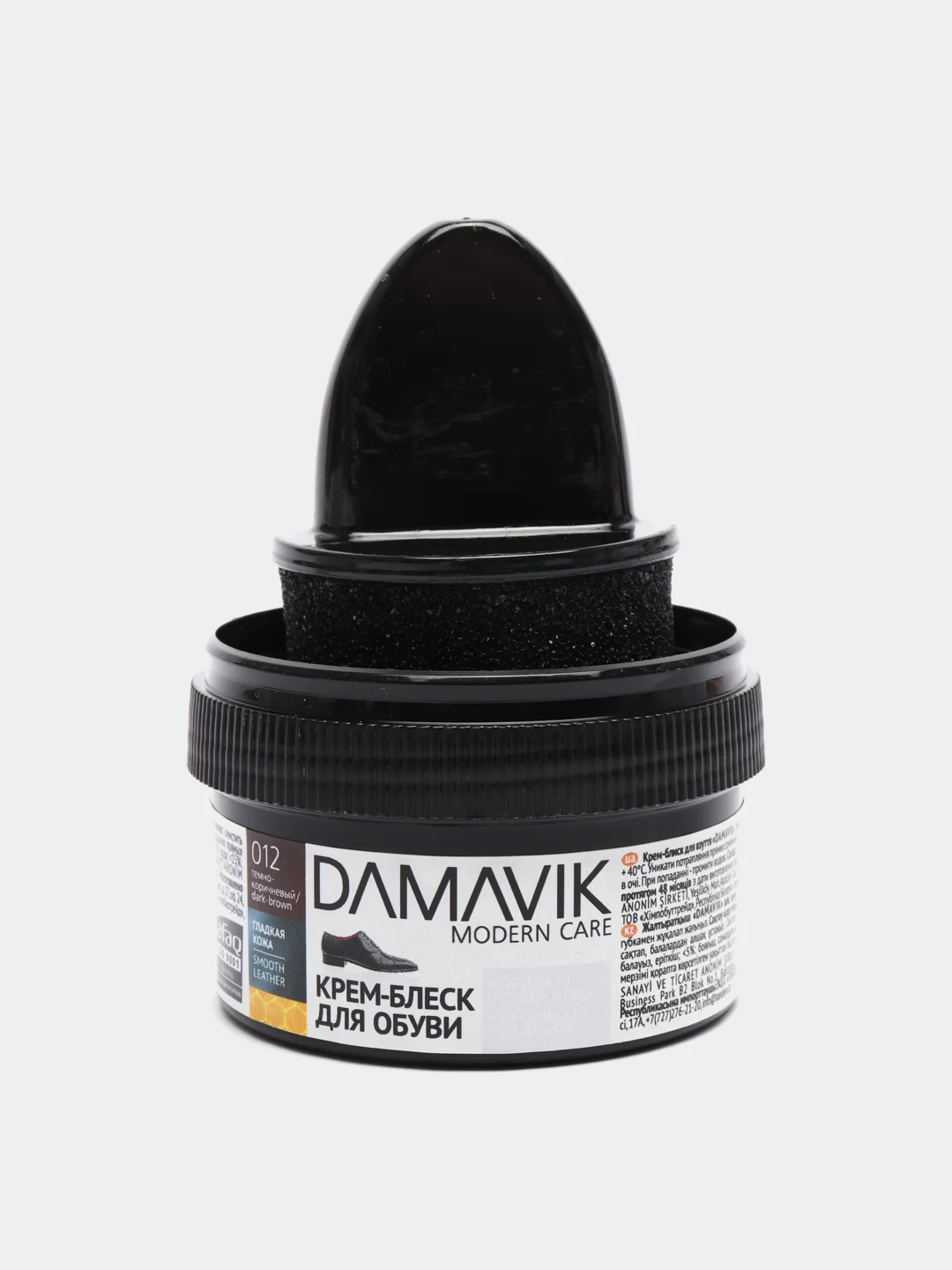 Тёмно-коричневый крем-блеск Damavik для ухода за обувью, за изделиями из гладкой кожи, 50 мл