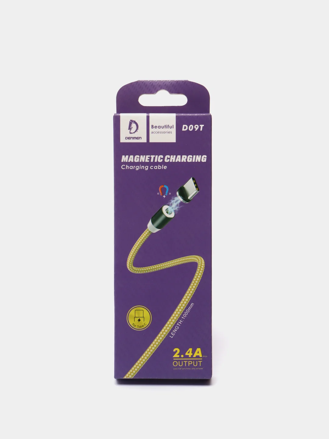 Золотой кабель USB и коннектор Denmen D09 для зарядки магнитный 2.4A, Lightning/Type-C/Micro Usb