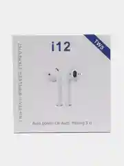 Белый беспроводные Bluetooth наушники i12 с микрофоном для  смартфона / TWS наушники