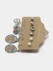 Бордовый серьги в стиле бохо, набор из шести пар
