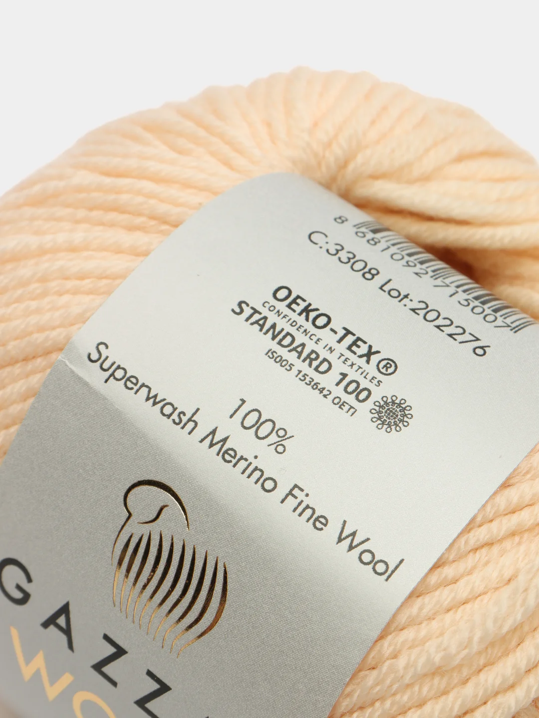 Кремовый пряжа Gazzal Wool 115, мериносовая шерсть, 50г/115м