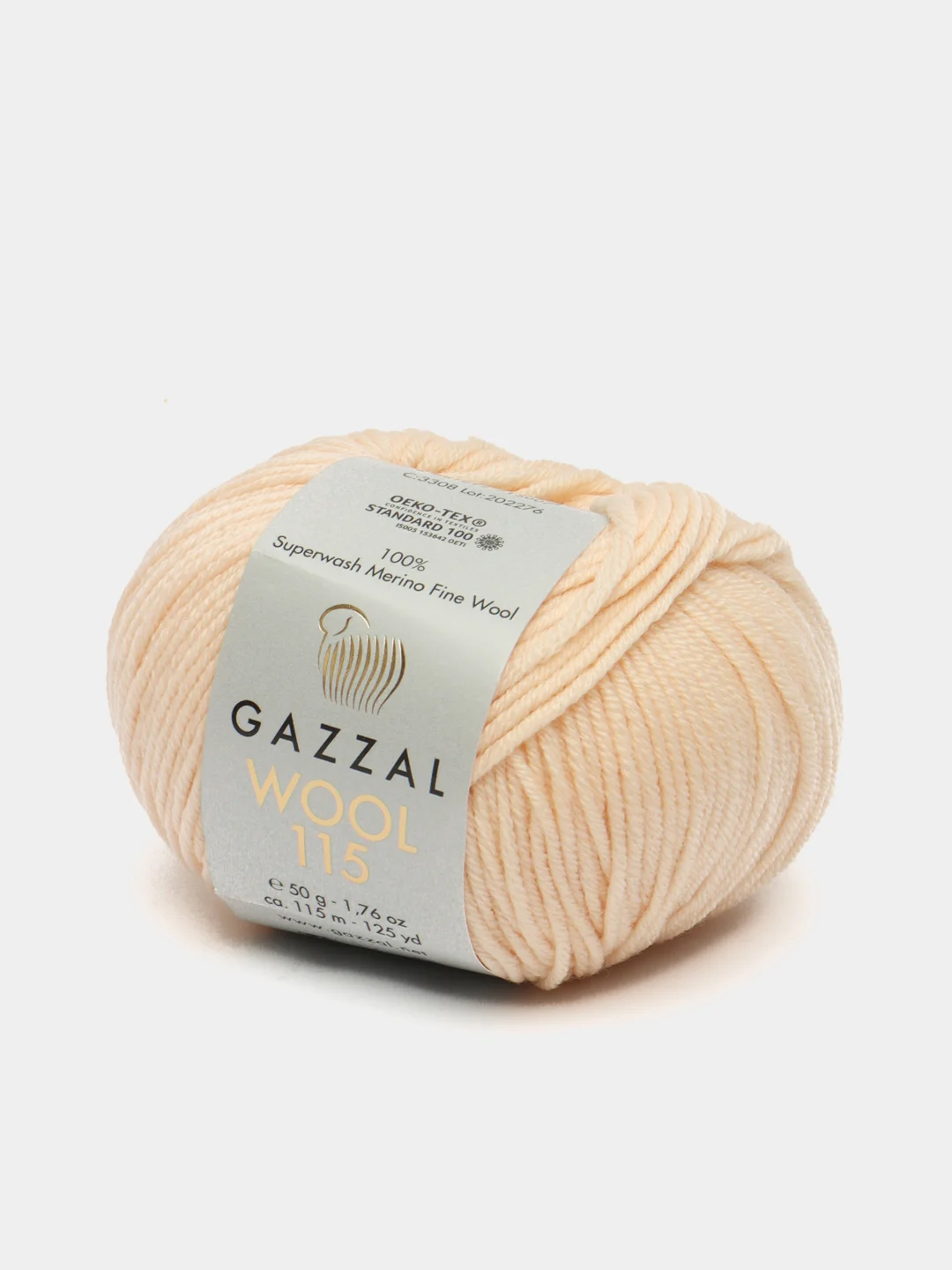 Кремовый пряжа Gazzal Wool 115, мериносовая шерсть, 50г/115м