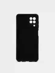 Черный чехол силиконовый с защитой камеры для Samsung A22, M22, M32 с бархатной подкладкой