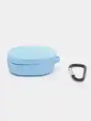 Голубой чехол для наушников AirDots, однотонный, с карабином
