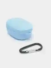 Голубой чехол для наушников AirDots, однотонный, с карабином