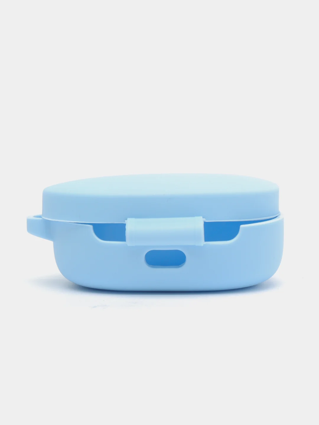Голубой чехол для наушников AirDots, однотонный, с карабином