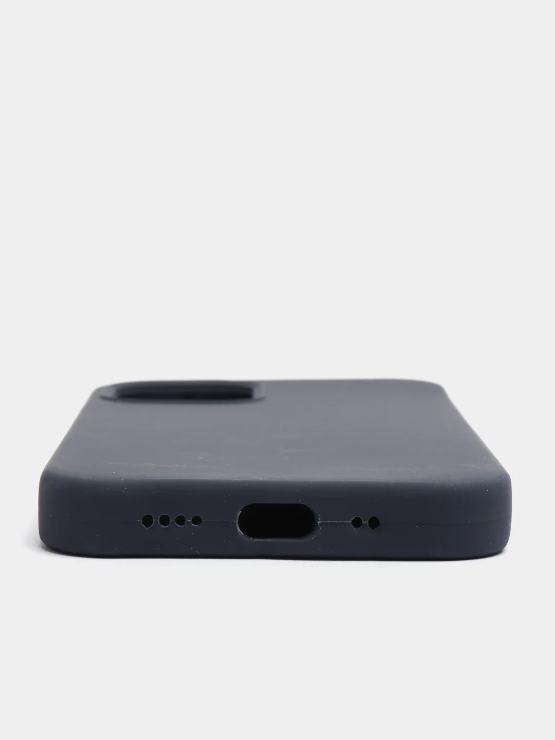 Темно-синий чехол на iPhone X, XS, XR, 7, 8, se, 12, 12 Pro, Mini, Max silicone case, закрытый низ, бархат внутри