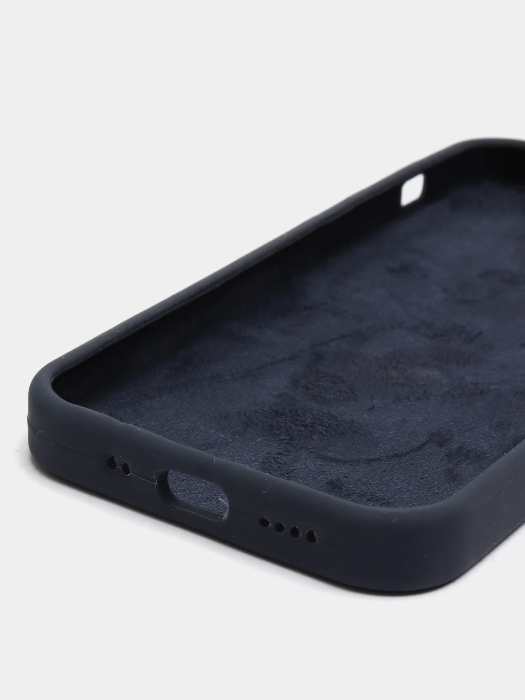 Темно-синий чехол на iPhone X, XS, XR, 7, 8, se, 12, 12 Pro, Mini, Max silicone case, закрытый низ, бархат внутри