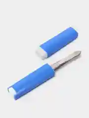 Синий пинцет скошенный узкий 10 см в футляре