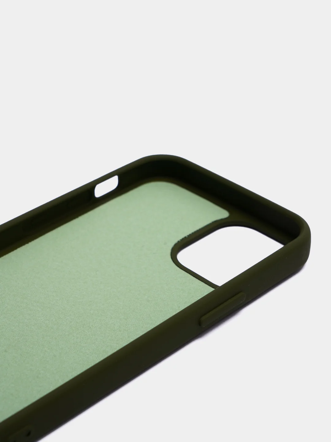 Лесной зеленый чехол Apple iPhone 12 mini (5.4") silicone case силиконовый с закрытым низом бархат внутри