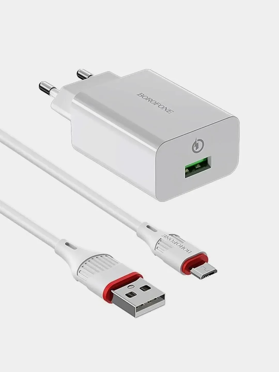 Зарядное устройство Borofone BA21A (QC 3.0, 3A, 18W + кабель Micro-USB для Android)