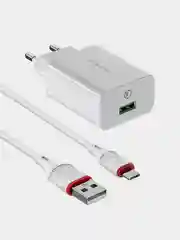 Зарядное устройство Borofone BA21A (QC 3.0, 3A, 18W + кабель Micro-USB для Android)