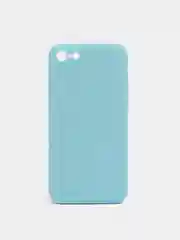 Бирюзовый чехол для iPhone 7, 8, SE 2020 матовый силиконовый с закрытым низом и бархатом внутри