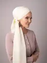 Молочный платок мусульманский /Хиджаб/Платок шифоновый /Платок на никах/Готовый платок/Тюрбан/ADEMI