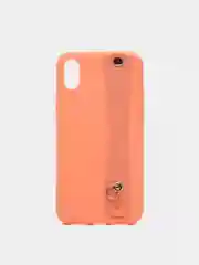 Коралловый чехол для Apple iPhone X / XS, силиконовый, с ручкой