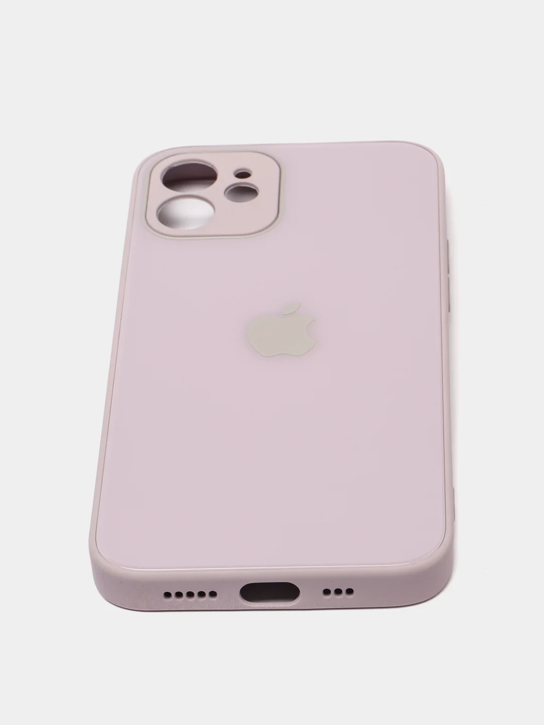 Сиреневый чехол для iPhone Xr/ 11/ 12/ mini/ Pro/ ProMax, силиконовый со стеклянной панелью
