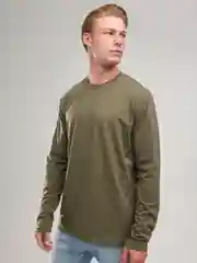 Зелёный хаки лонгслив мужской, базовый BEJAMPER