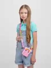 Розовый сумка детская 3 в 1, антистресс Pop It
