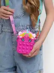 Фуксия сумка детская 3 в 1, антистресс Pop It
