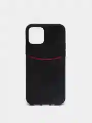 Черный чехол из эко кожи с карманом для карт на iPhone 11 12 mini pro max