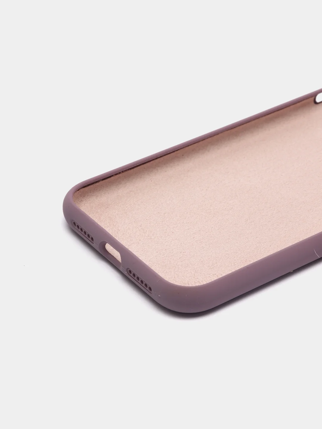 Пурпурный чехол на iPhone X, XS, XR, 7, 8, se, 12, 12 Pro, Mini, Max silicone case, закрытый низ, бархат внутри