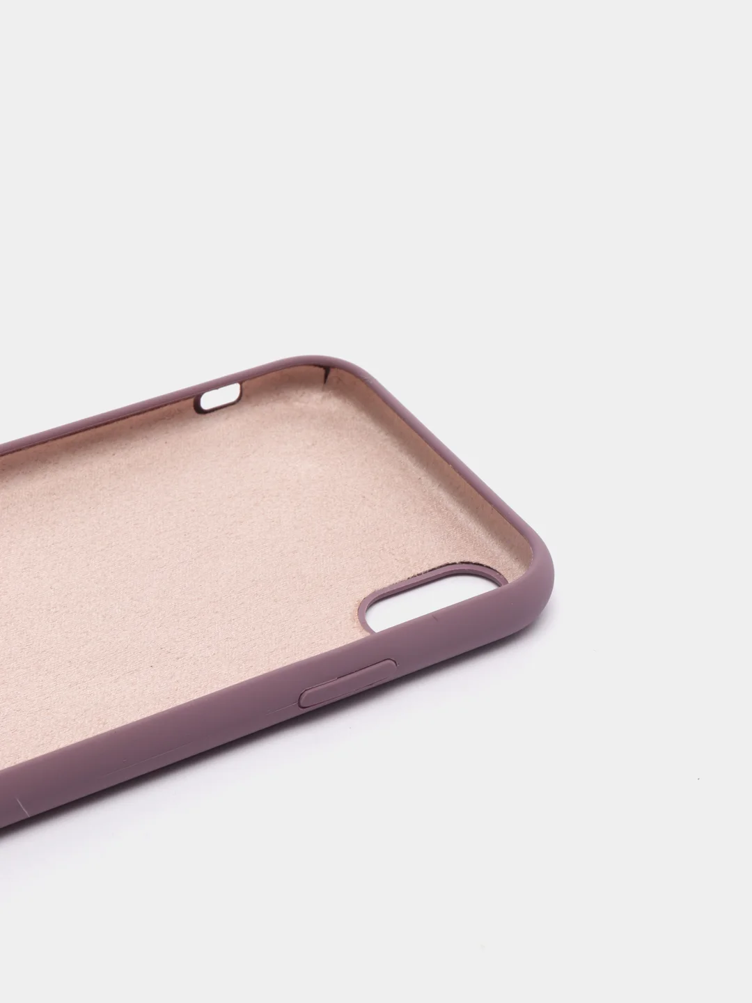 Пурпурный чехол на iPhone X, XS, XR, 7, 8, se, 12, 12 Pro, Mini, Max silicone case, закрытый низ, бархат внутри