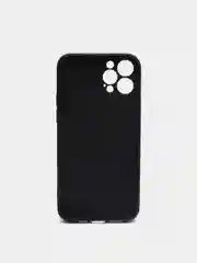 Черный чехол для iPhone Xr/ 11/ 12/ mini/ Pro/ ProMax, силиконовый со стеклянной панелью