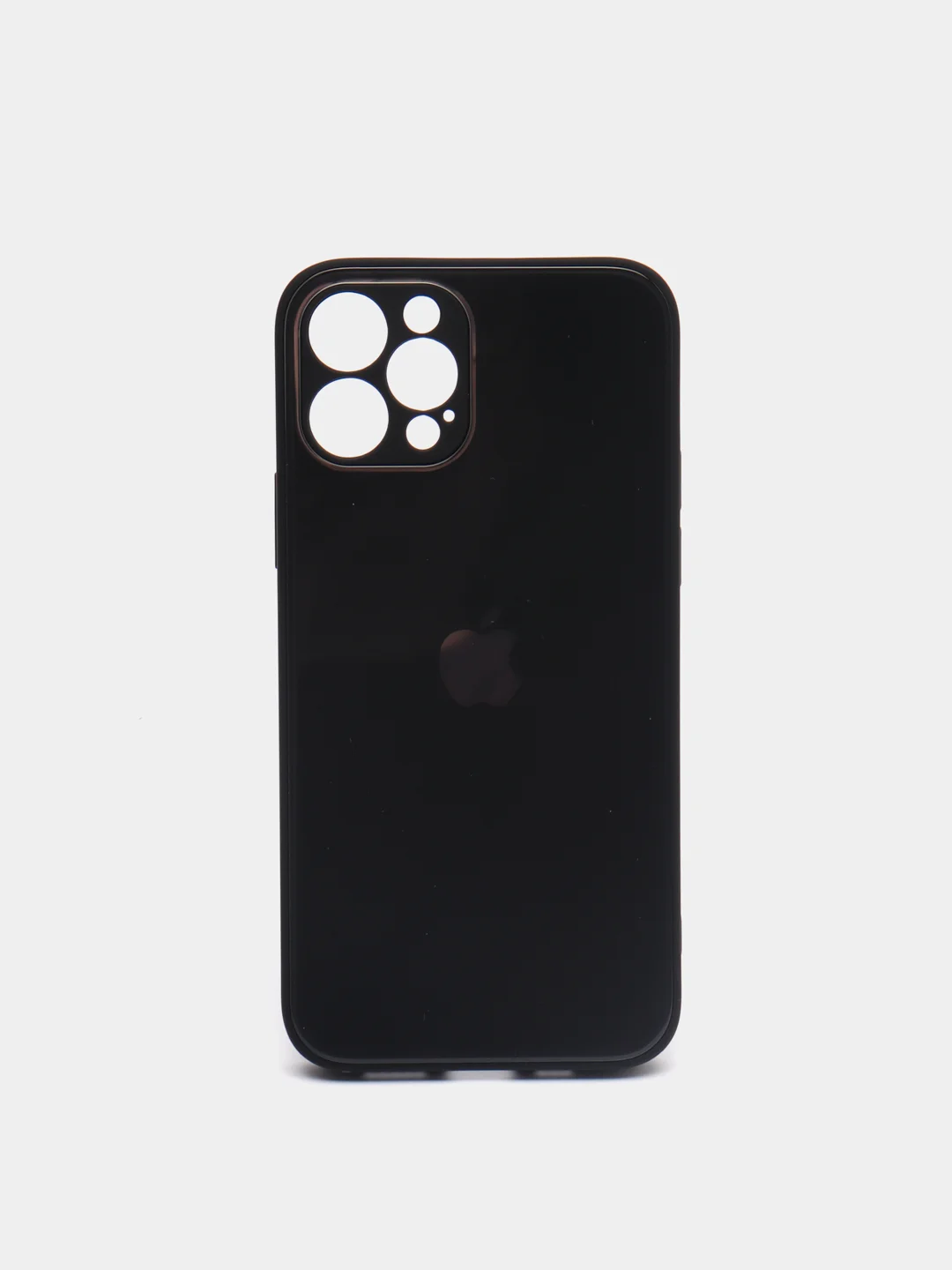 Черный чехол для iPhone Xr/ 11/ 12/ mini/ Pro/ ProMax, силиконовый со стеклянной панелью