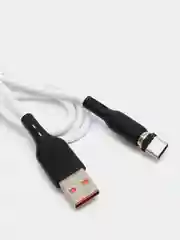 Белый кабель магнитный USB DENMEN D18L/D18T для зарядки Type-C / Lightning 2.4A