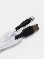 Белый кабель магнитный USB DENMEN D18L/D18T для зарядки Type-C / Lightning 2.4A