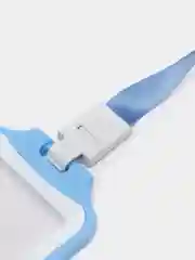 Голубой бейдж пластиковый, вертикальный