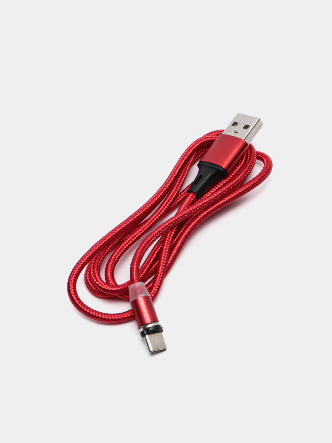 Красный кабель для зарядки, 2.1A + магнитный коннектор, Lightning, Type-C, Micro USB, 1 метр