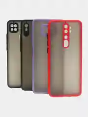 Чехол Xiaomi POCO X3 прозрачный с защитой камеры, цветные кнопки