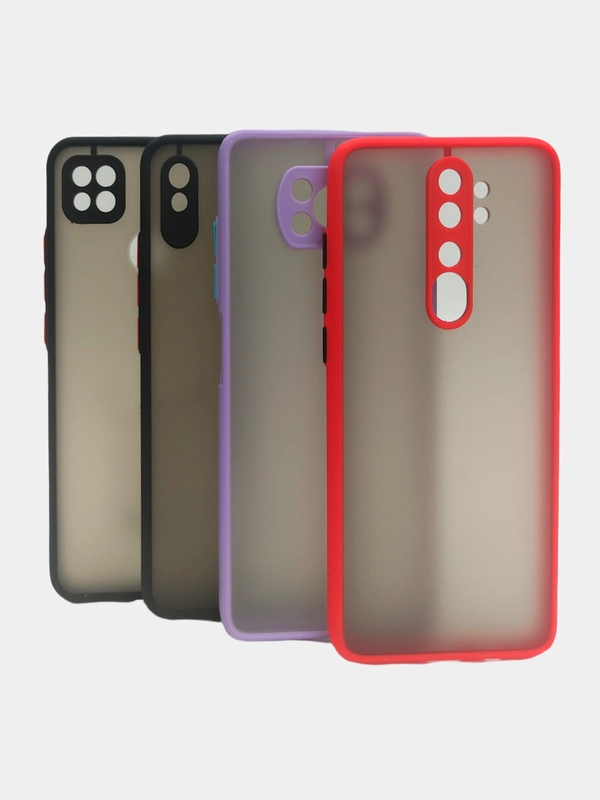 Чехол Xiaomi POCO X3 прозрачный с защитой камеры, цветные кнопки