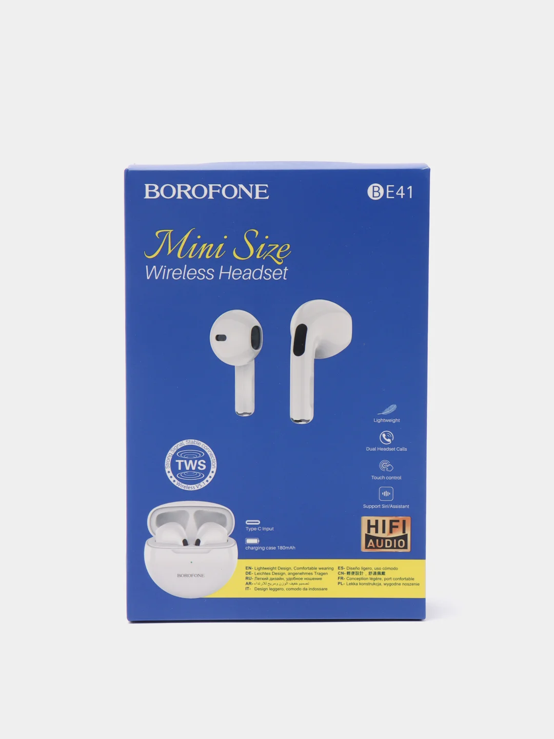 Белый беспроводные TWS наушники Borofone BE41, Bluetooth, вкладыши