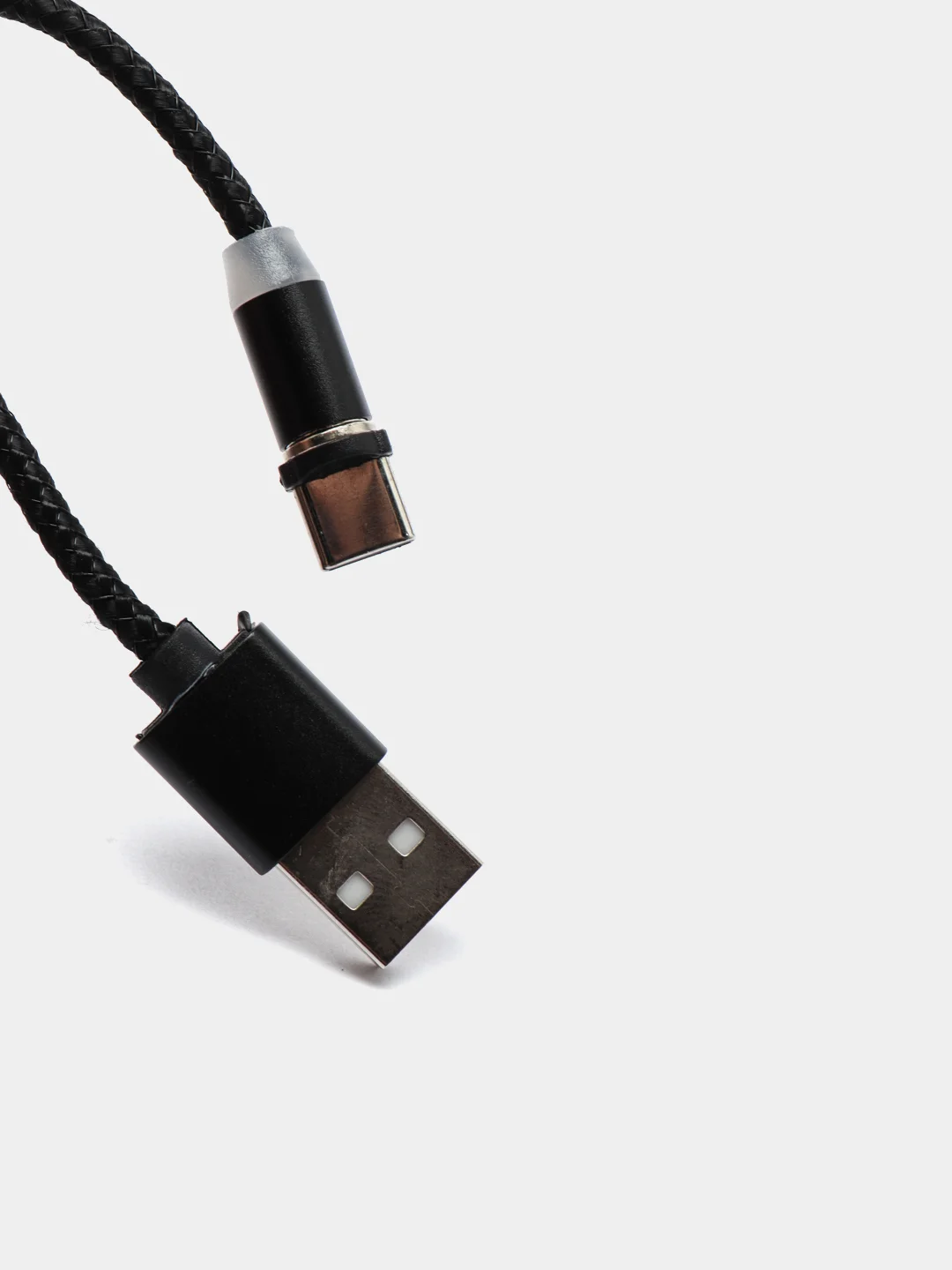 Черный кабель зарядный магнитный тканевый MicroUSB/Type-C/Lightning  2.4A, Айфон, Андроид,головка