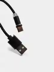 Черный кабель зарядный магнитный тканевый MicroUSB/Type-C/Lightning  2.4A, Айфон, Андроид,головка