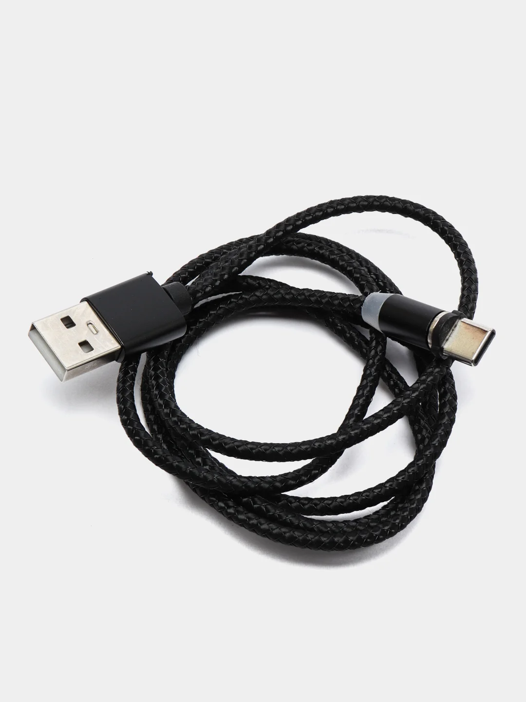 Черный кабель зарядный магнитный тканевый MicroUSB/Type-C/Lightning  2.4A, Айфон, Андроид,головка