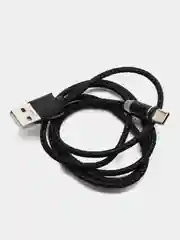 Черный кабель зарядный магнитный тканевый MicroUSB/Type-C/Lightning  2.4A, Айфон, Андроид,головка