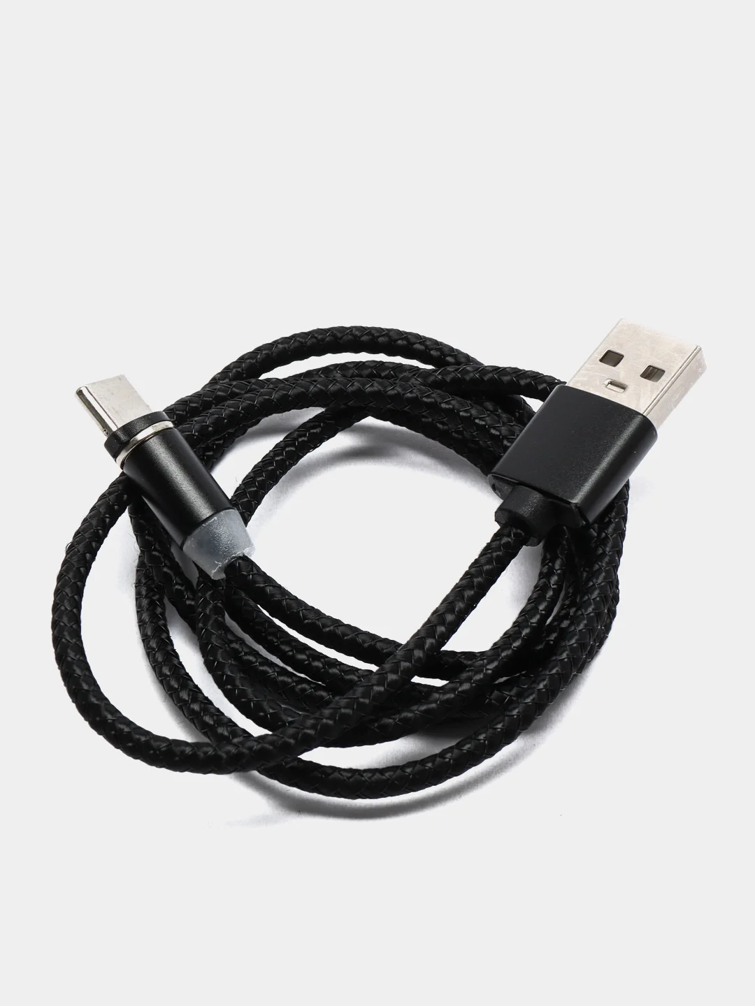 Черный кабель зарядный магнитный тканевый MicroUSB/Type-C/Lightning  2.4A, Айфон, Андроид,головка