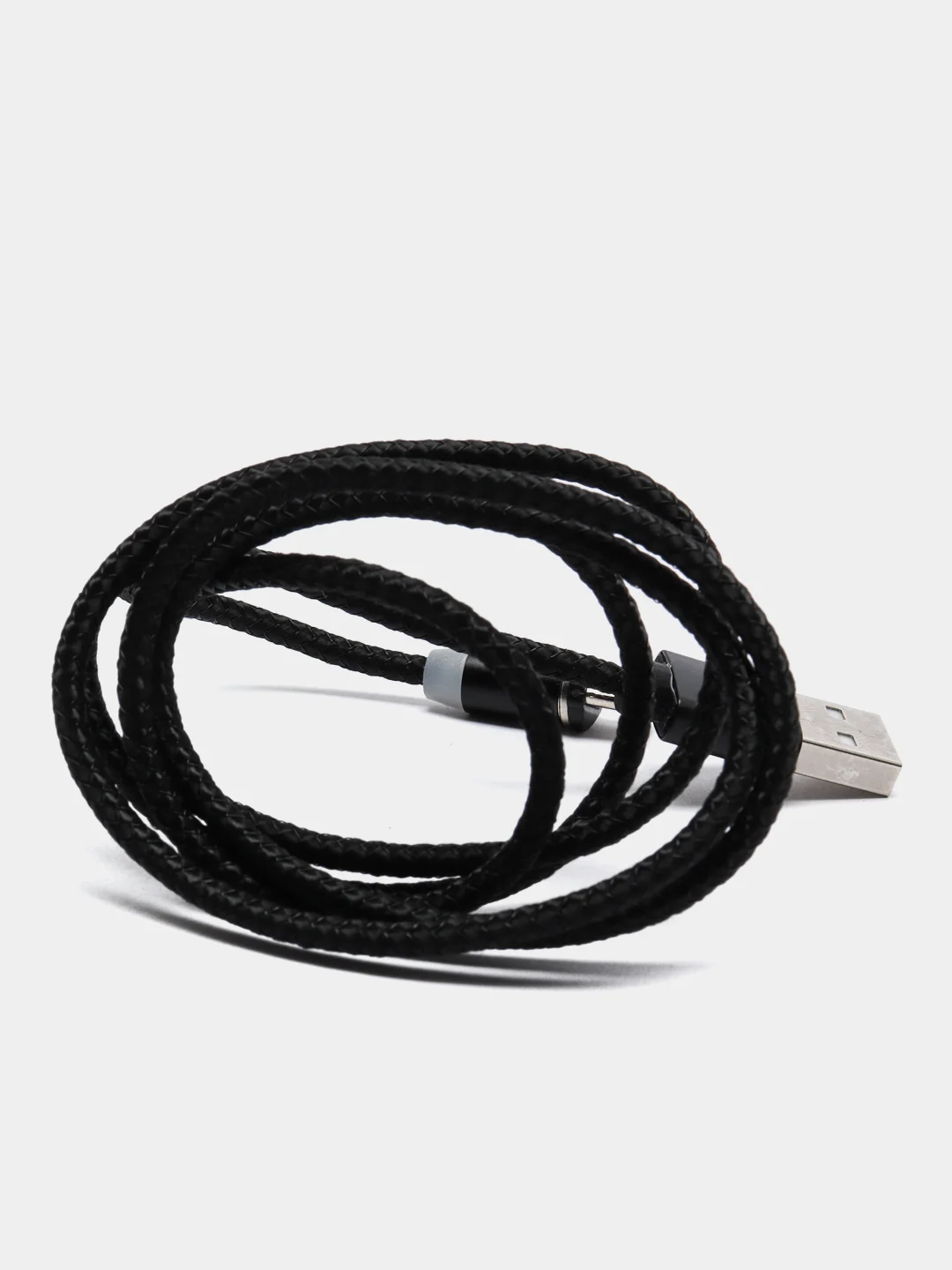 Черный кабель зарядный магнитный тканевый MicroUSB/Type-C/Lightning  2.4A, Айфон, Андроид,головка