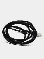 Черный кабель зарядный магнитный тканевый MicroUSB/Type-C/Lightning  2.4A, Айфон, Андроид,головка