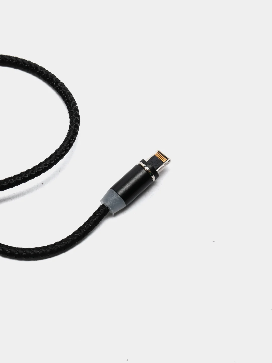 Черный кабель зарядный магнитный тканевый MicroUSB/Type-C/Lightning  2.4A, Айфон, Андроид,головка